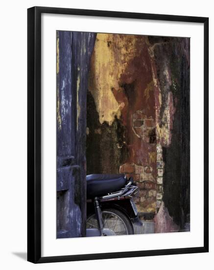 Motor Bike Next to Old House, Vietnam-Keren Su-Framed Photographic Print