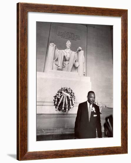 Reverend Martin Luther King Jr. at Lincoln Memorial-Paul Schutzer-Framed Premium Photographic Print