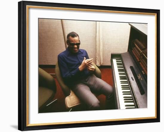 Ray Charles in the Recording Studio-null-Framed Photo