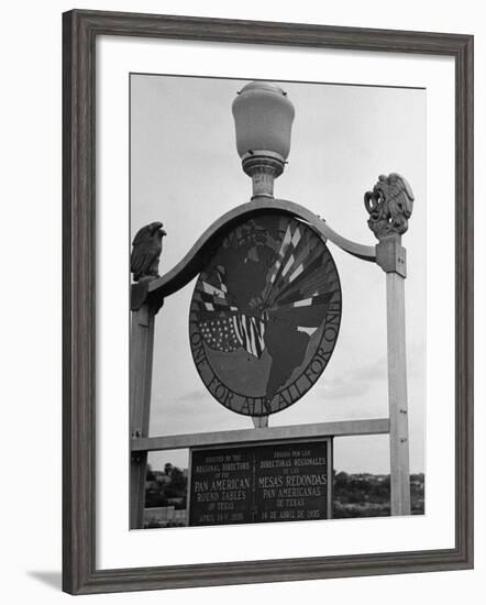 View Showing Where the Us and Mexico Meet on the Bridge at Laredo-Carl Mydans-Framed Photographic Print