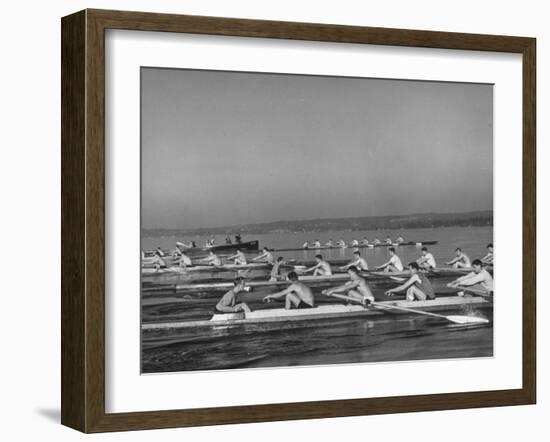 Washington Univ. Rowing Team Practicing on Lake Washington-J^ R^ Eyerman-Framed Photographic Print