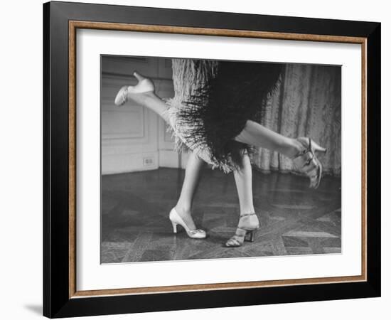 Charleston Dancers in Fringed Skirts Wearing Rhinestone-Trimmed Pumps and Strapped Sandals-Nina Leen-Framed Photographic Print