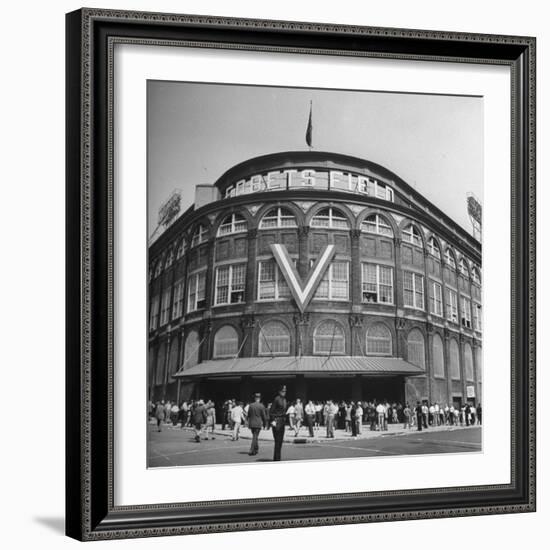 Crowd of Baseball Fans Lining Up to See Game at Ebbets Field-Ed Clark-Framed Photographic Print