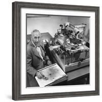 Astronomer Walter Baade Studying a Star Map-J. R. Eyerman-Framed Photographic Print