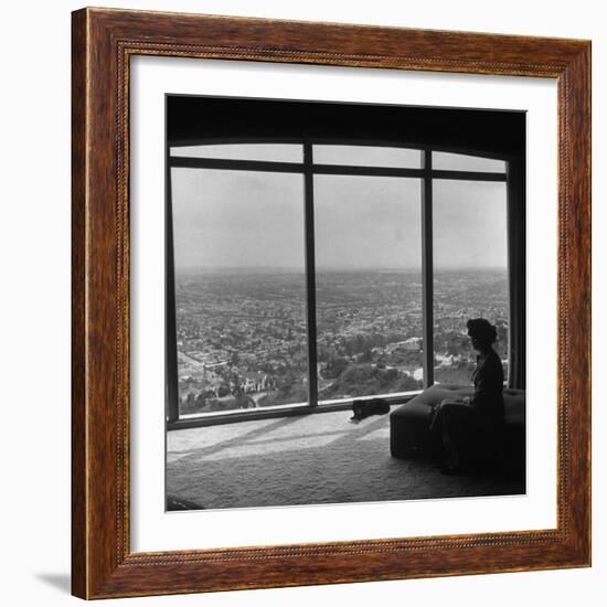 Women in Her Modern Home in Mountains Overlooking Los Angeles-Ed Clark-Framed Photographic Print