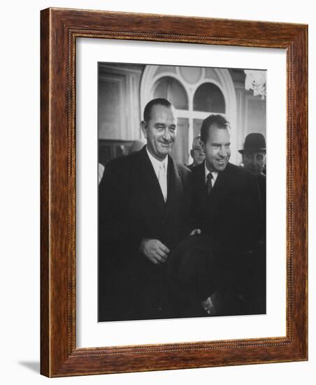 Sen. Lyndon B. Johnson Posing with Vice-President Richard M. Nixon-Hank Walker-Framed Photographic Print