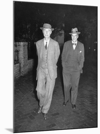Physicist J. Robert Oppenheimer Walking with His Lawyer Lloyd K. Garrison-Ralph Morse-Mounted Premium Photographic Print