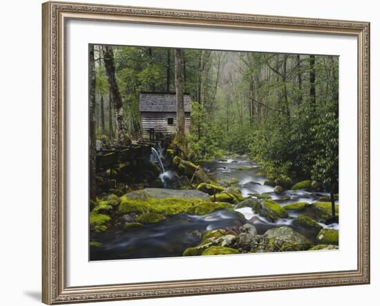 Watermill in Forest by Stream, Roaring Fork, Great Smoky Mountains National Park, Tennessee, USA-Adam Jones-Framed Photographic Print