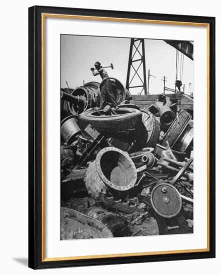 General View of Scrap Metal at Plant-Bernard Hoffman-Framed Premium Photographic Print