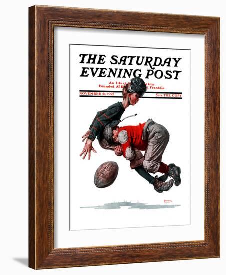 "Fumble" or "Tackled" Saturday Evening Post Cover, November 21,1925-Norman Rockwell-Framed Giclee Print