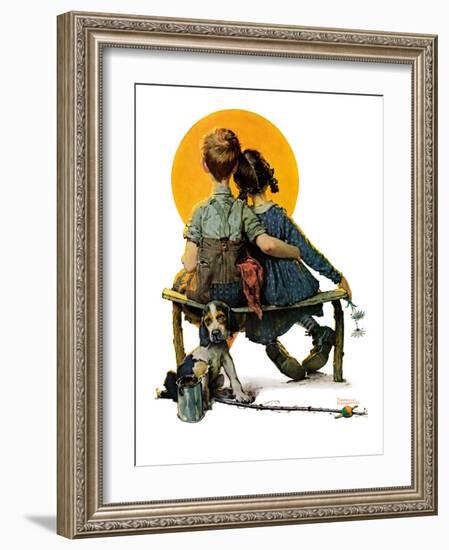 "Little Spooners" or "Sunset", April 24,1926-Norman Rockwell-Framed Giclee Print