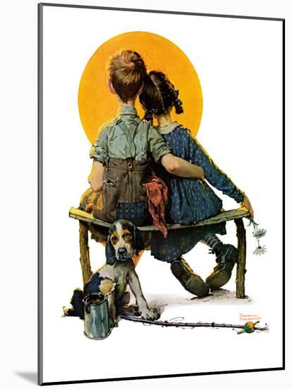"Little Spooners" or "Sunset", April 24,1926-Norman Rockwell-Mounted Giclee Print