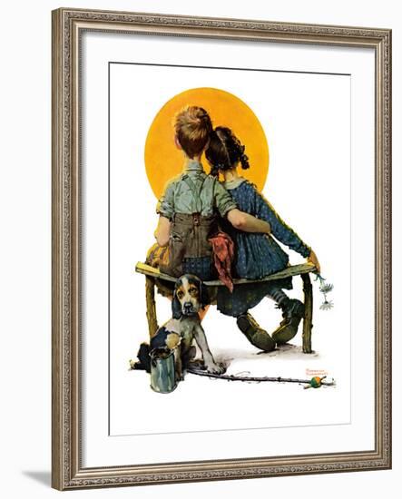 "Little Spooners" or "Sunset", April 24,1926-Norman Rockwell-Framed Giclee Print