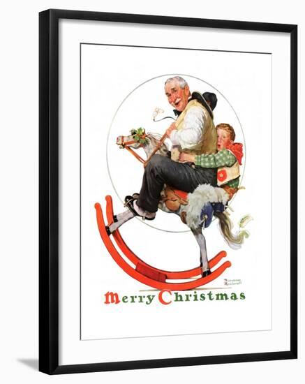 "Gramps on Rocking Horse", December 16,1933-Norman Rockwell-Framed Giclee Print