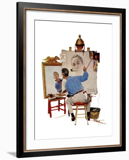 "Triple Self-Portrait", February 13,1960-Norman Rockwell-Framed Giclee Print