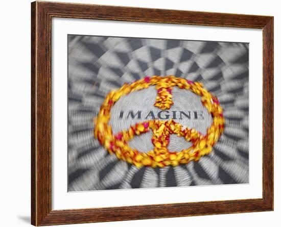 Mosaic Commemorting John Lennon, Strawberry Fields, Central Park, Manhattan, New York City, USA-Jon Arnold-Framed Photographic Print