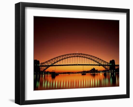 Sydney Harbour Bridge at Sunset, Sydney, New South Wales, Australia-Steve Vidler-Framed Photographic Print