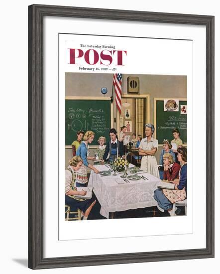 "Setting the Table" Saturday Evening Post Cover, February 16, 1957-Stevan Dohanos-Framed Giclee Print