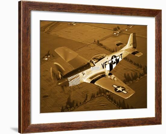 A North American P-51D Mustang in Flight-Stocktrek Images-Framed Photographic Print