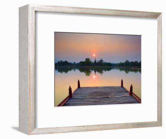 Wat Sa Si at Dusk, Sukhothai Historical Park, UNESCO World Heritage Site, Sukhothai Province, Thail-Ben Pipe-Framed Photographic Print