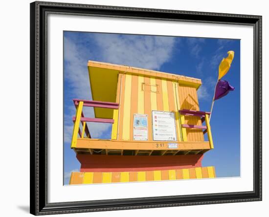 Lifeguard Tower on South Beach, City of Miami Beach, Florida, USA, North America-Richard Cummins-Framed Photographic Print