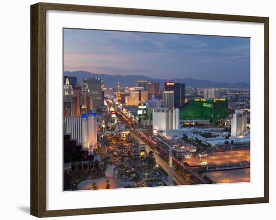 Elevated View of the Hotels and Casinos Along the Strip at Dusk, Las Vegas, Nevada, USA-Gavin Hellier-Framed Photographic Print