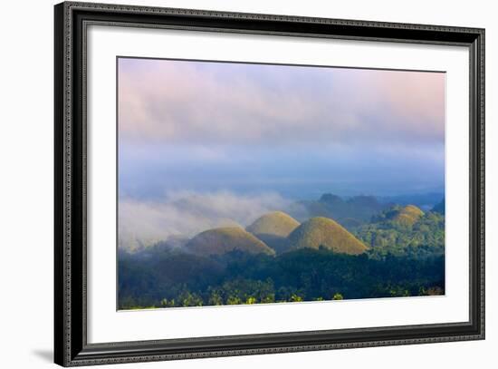 Chocolate Hills in Morning Mist, Bohol Island, Philippines-Keren Su-Framed Photographic Print