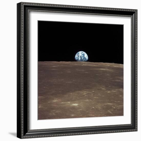 Earth Rising Above the Moon's Horizon-Stocktrek Images-Framed Photographic Print