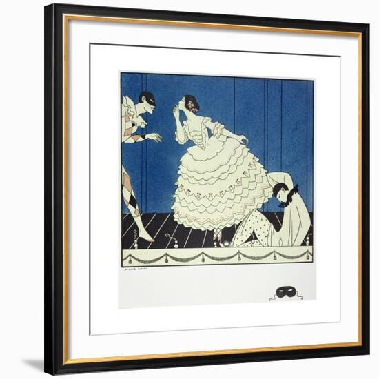 Tamara Karsavina (1885-1978) as Columbine, Vaslav Nijinsky (1890-1950) as Harlequin and Adolph…-Georges Barbier-Framed Giclee Print