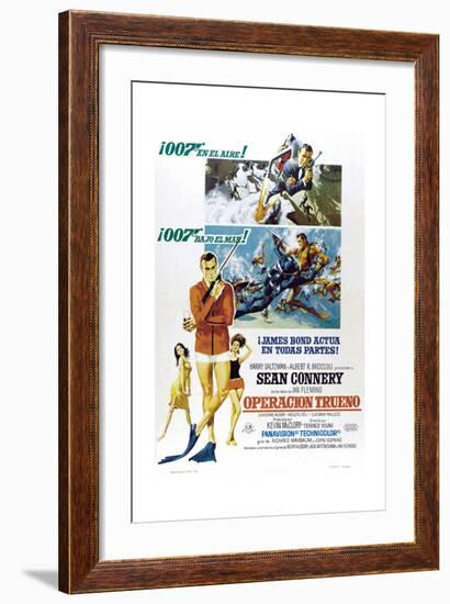 Thunderball, (aka Operacion Trueno), Spanish language poster, Sean Connery, 1965-null-Framed Art Print