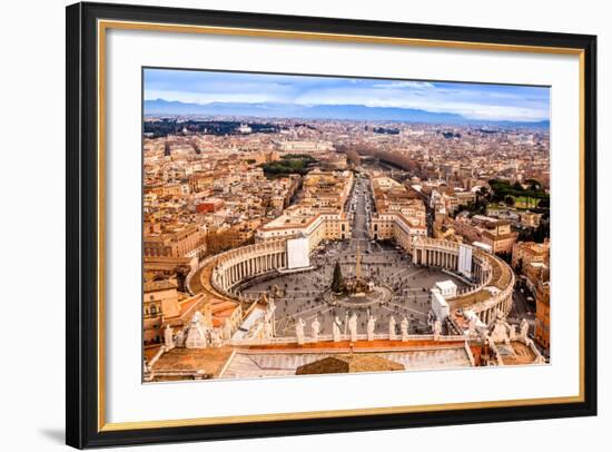 Rome, Italy. Famous Saint Peter'S Square In Vatican And Aerial View Of The City-bloodua-Framed Art Print