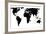 World Map - Black On White-Jacques70-Framed Art Print