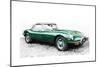 1961 Jaguar E-Type Watercolor-NaxArt-Mounted Art Print