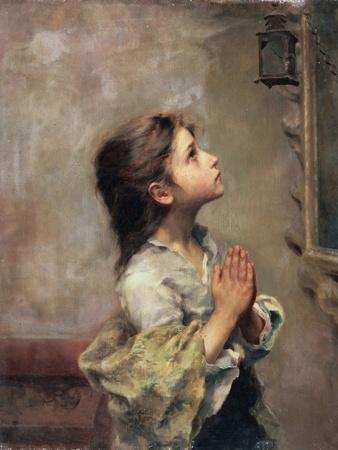 'Praying Girl, Italian Painting of 19th Century' Giclee Print Roberto