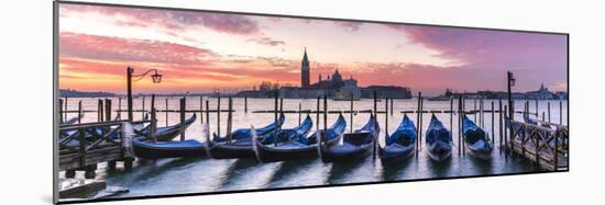 Italy, Veneto, Venice. Row of Gondolas Moored at Sunrise on Riva Degli Schiavoni-Matteo Colombo-Mounted Photographic Print