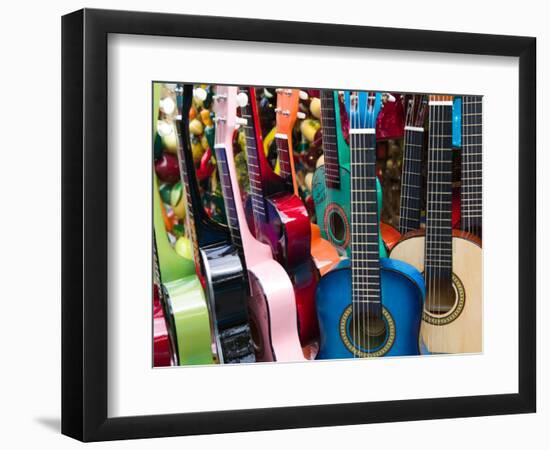 Toy Guitars, Olvera Street Market, El Pueblo de Los Angeles, Los Angeles, California, USA-Walter Bibikow-Framed Photographic Print