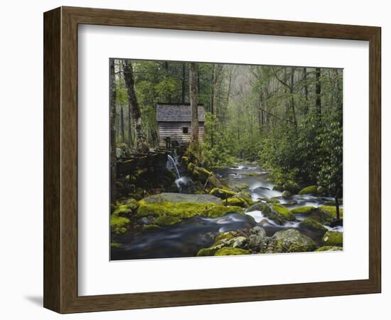 Watermill in Forest by Stream, Roaring Fork, Great Smoky Mountains National Park, Tennessee, USA-Adam Jones-Framed Photographic Print