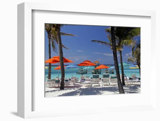 Umbrellas and Shade at Castaway Cay, Bahamas, Caribbean-Kymri Wilt-Framed Photographic Print