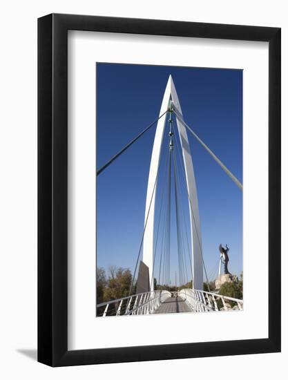 Keeper of the Plains Footbridge, Arkansas River, Wichita, Kansas, USA-Walter Bibikow-Framed Photographic Print