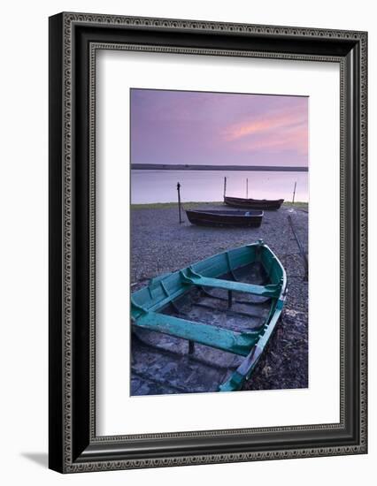 Boats at Low Tide on the Shore of the Fleet Lagoon, Chesil Beach, Dorset, England. Spring-Adam Burton-Framed Photographic Print