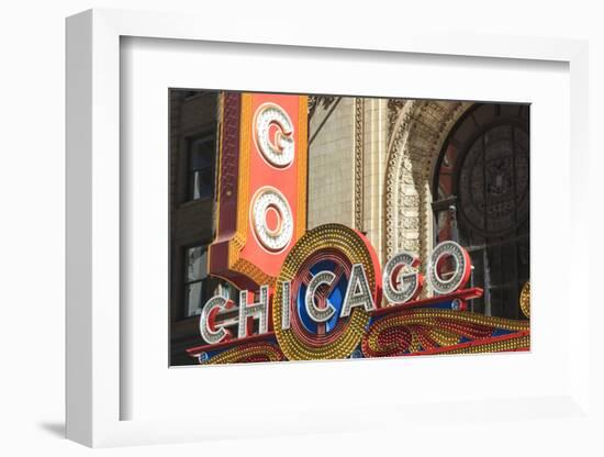 The Chicago Theater Sign Has Become an Iconic Symbol of the City, Chicago, Illinois, USA-Amanda Hall-Framed Photographic Print