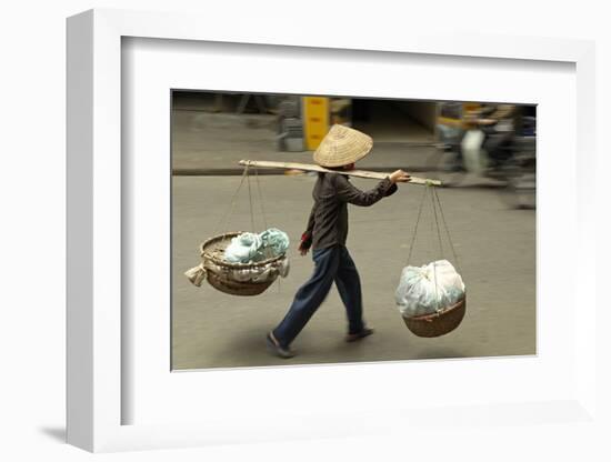 Porter in the Old Quarter, Hanoi, Vietnam, Indochina, Southeast Asia, Asia-Bruno Morandi-Framed Photographic Print