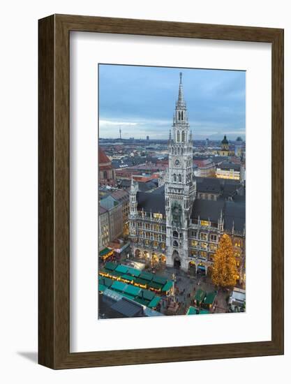 Overview of the Marienplatz Christmas Market and the New Town Hall, Munich, Bavaria, Germany-Miles Ertman-Framed Photographic Print