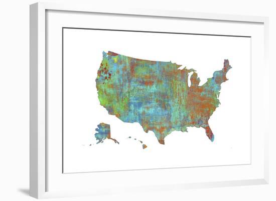 U.S.A. Map 3-Marlene Watson-Framed Giclee Print