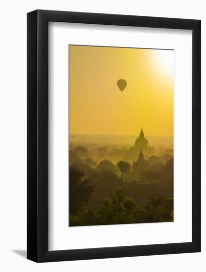 Myanmar. Bagan. Hot Air Balloons Rising over the Temples of Bagan-Inger Hogstrom-Framed Photographic Print