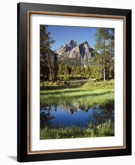 USA, Idaho, Sawtooth Wilderness, a Peak Reflecting in a Meadow Pond-Christopher Talbot Frank-Framed Photographic Print