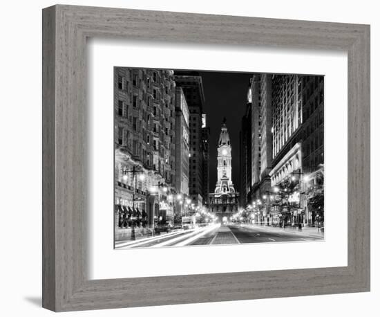 City Hall and Avenue of the Arts by Night, Philadelphia, Pennsylvania, US-Philippe Hugonnard-Framed Photographic Print