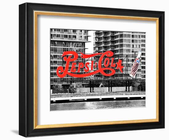 Pepsi Cola Bottling Sign, Long Island City, New York, United States, Black and White Photography-Philippe Hugonnard-Framed Photographic Print