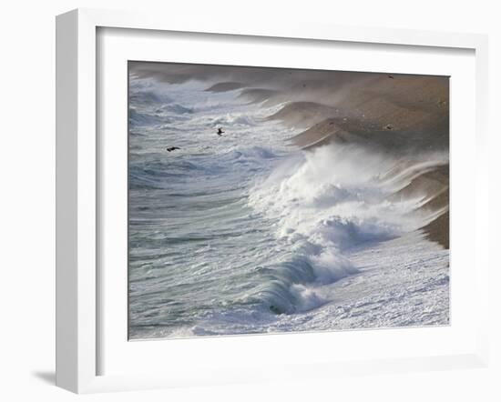 Storm Waves At Chesil Beach-Adrian Bicker-Framed Photographic Print
