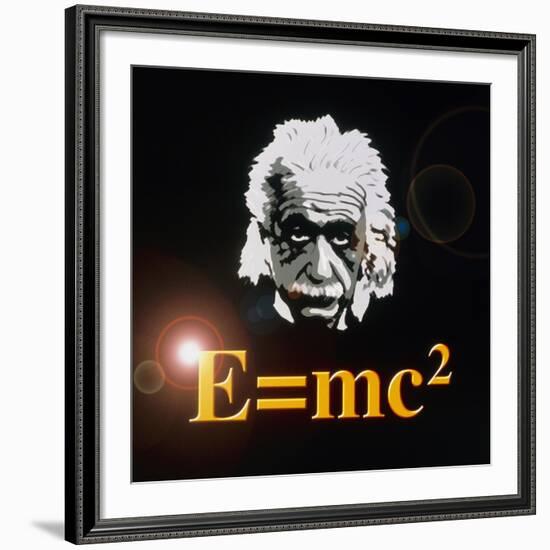 Computer Artwork of Albert Einstein And E=mc2-Laguna Design-Framed Photographic Print
